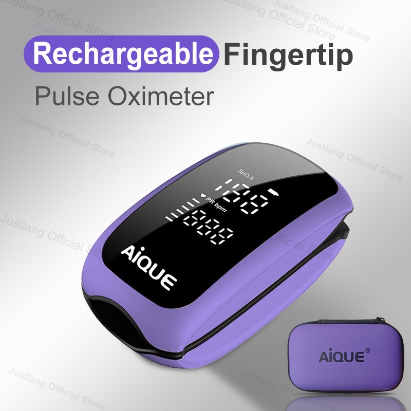 Pulse Oximeter Fingertip Rechargeable - AiQUE 보라색 충전식 산소 농도계 의료