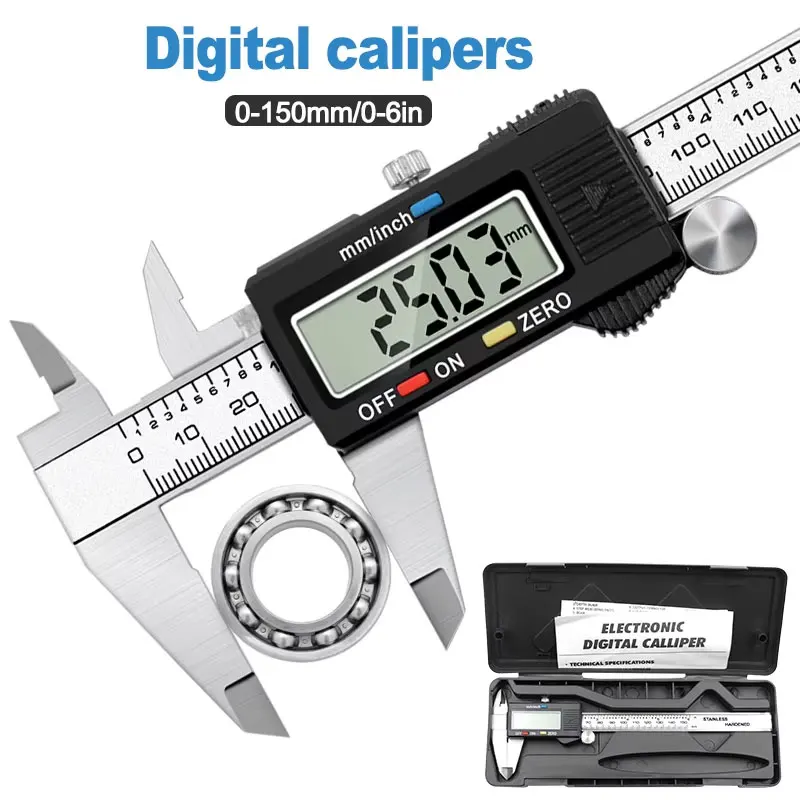 Digital Caliper 150Mm Stainless Steel - 고정밀 디지털 캘리퍼스 - 전자 디스플레이