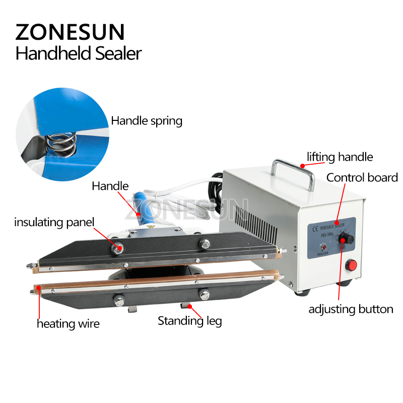 Plastic Bag Impulse Heat Sealer - ZONESUN 400mm 직열식 휴대용 임펄스 실러