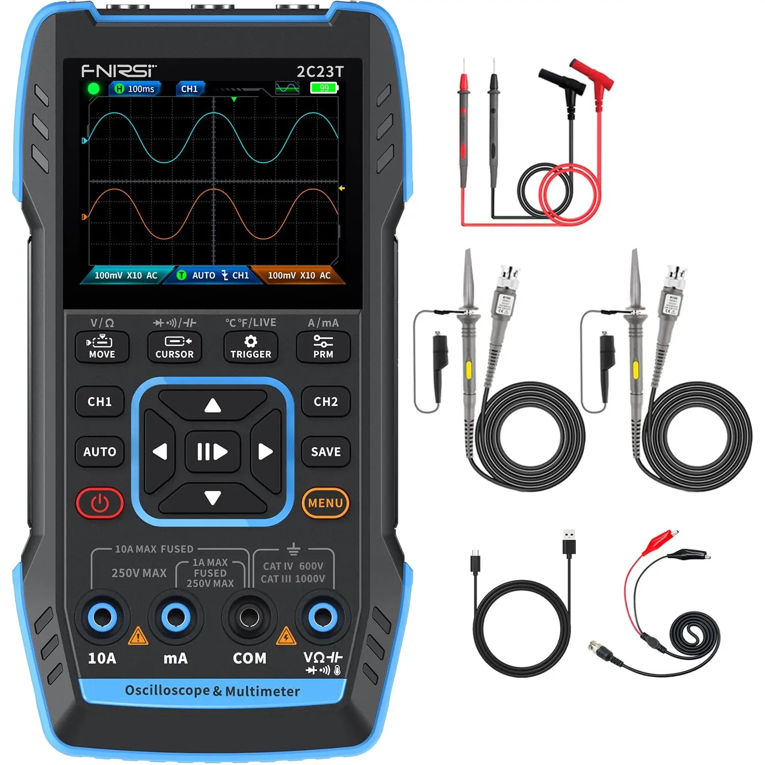 Fnirsi Digital Oscilloscope Handheld - 2C23T 3-in-1 휴대용 오실로스코프 멀티미터 신호