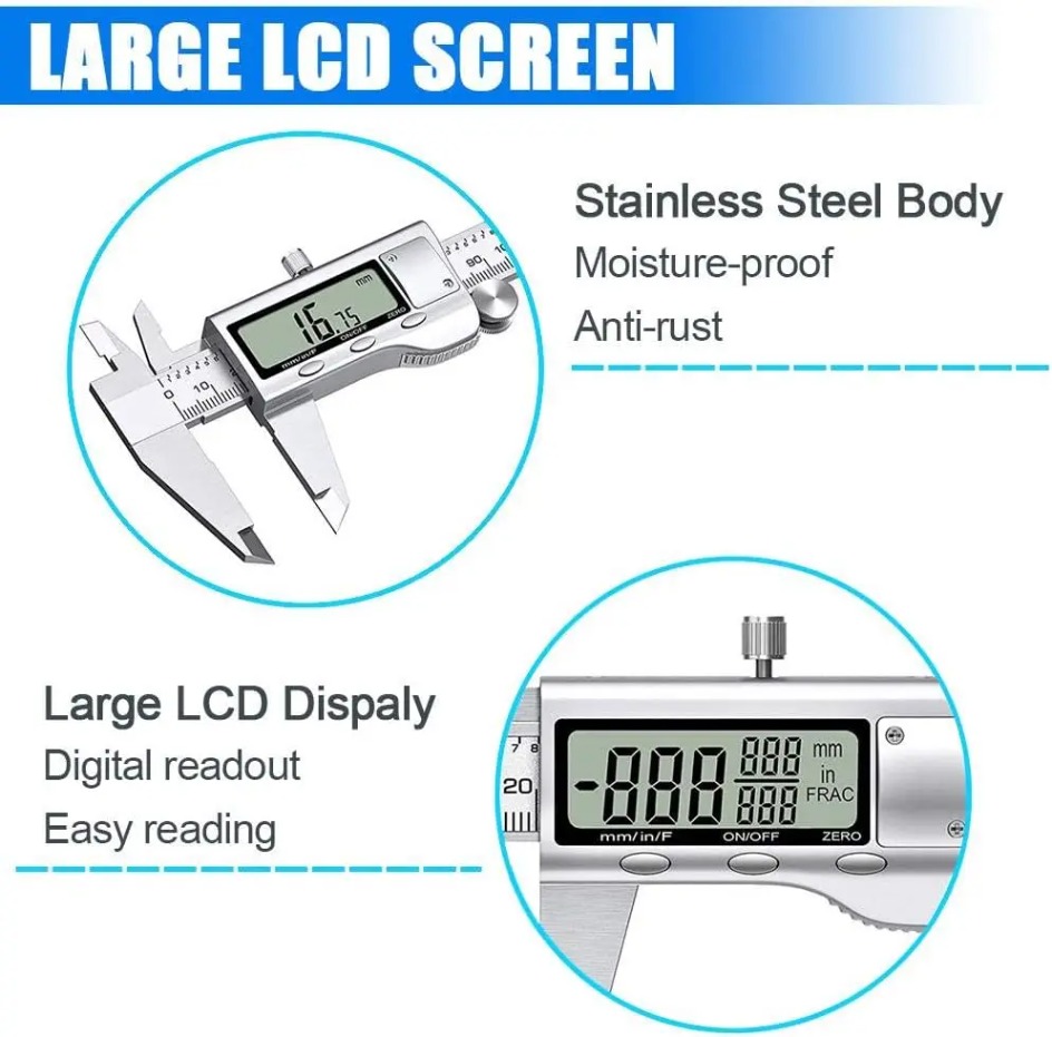 Digital Caliper 150Mm Stainless Steel - 전자식 버니어 캘리퍼스 6인치 정밀 도구,