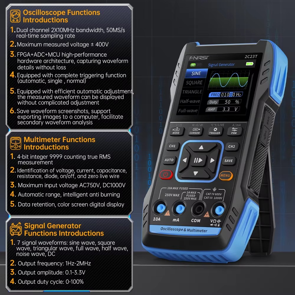 FNIRSI 2C23T 3 in 1 50MS/s 10M - Fnirsi Digital Oscilloscope Handheld 리뷰 및 가격