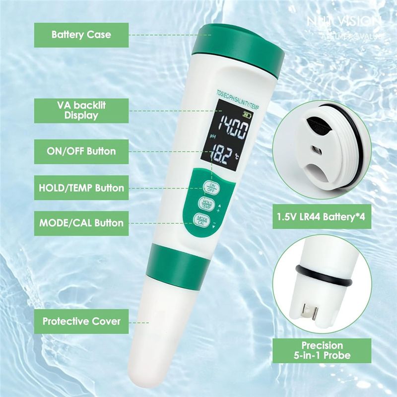 AT02-5 In1 디지털 PH 측정기 고정밀 수질 테 - Ph Meter Digital Water Tester 리뷰 및 가격