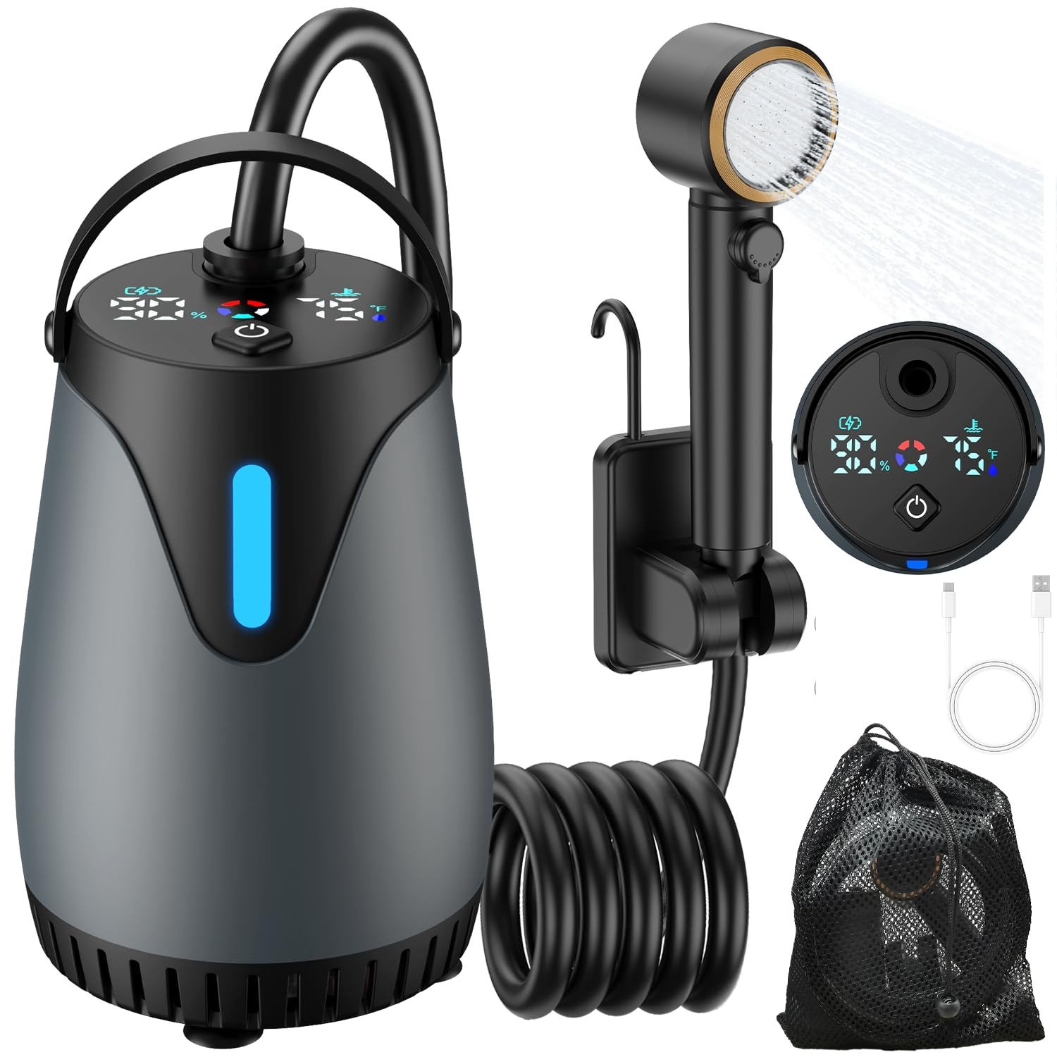 휴대용 캠핑 샤워기 8000mAh 충전식 캠프 샤워 펌 - Vacuum Chamber Kit With Pump 리뷰 및 가격